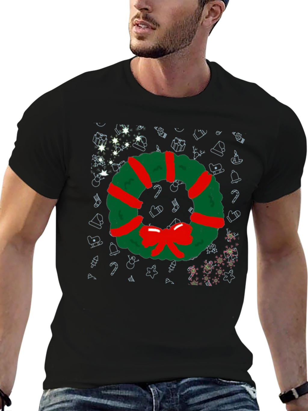 Festive Christmas Wreath Graphic Tee