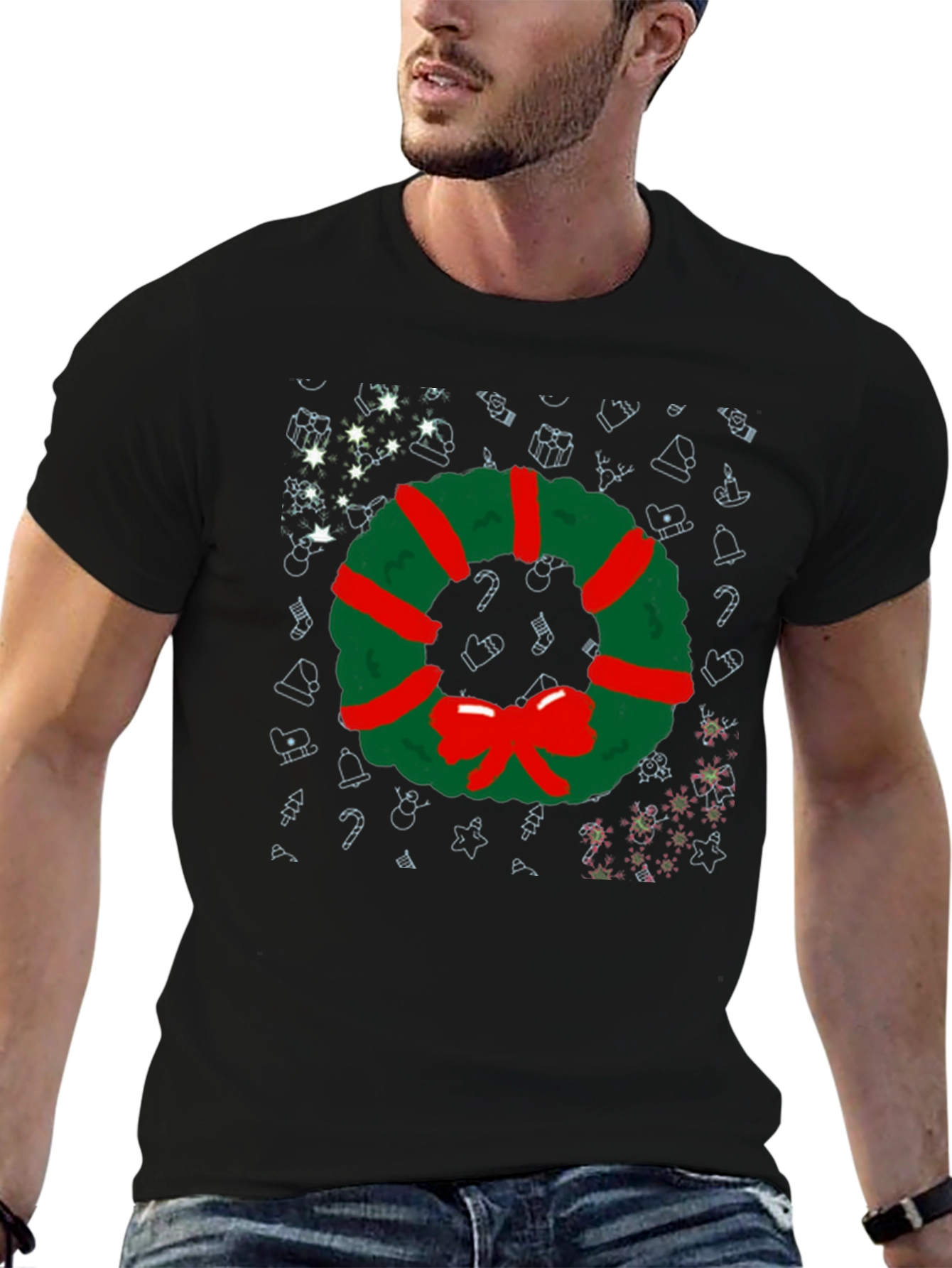 Festive Christmas Wreath Graphic Tee