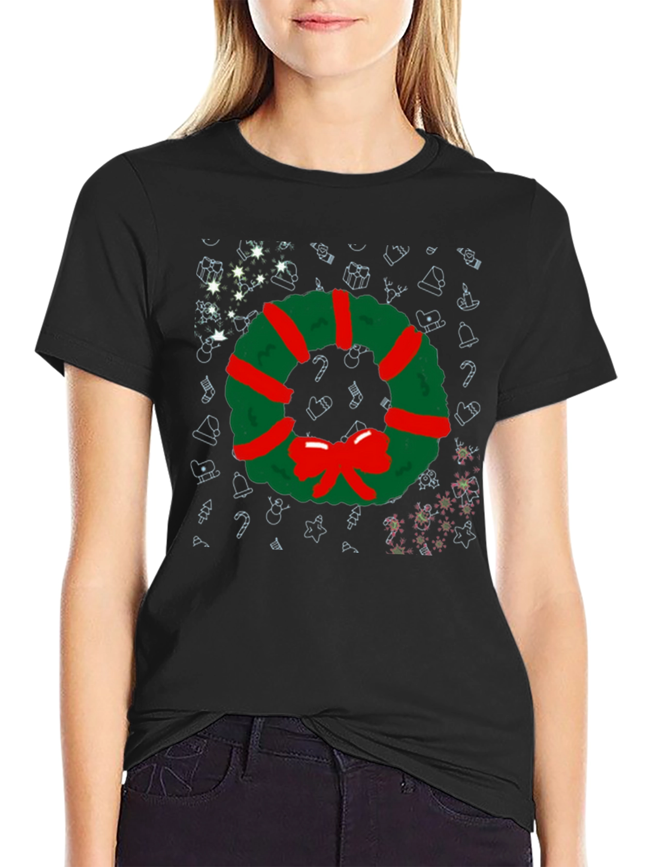 Festive Christmas Wreath Graphic Tee