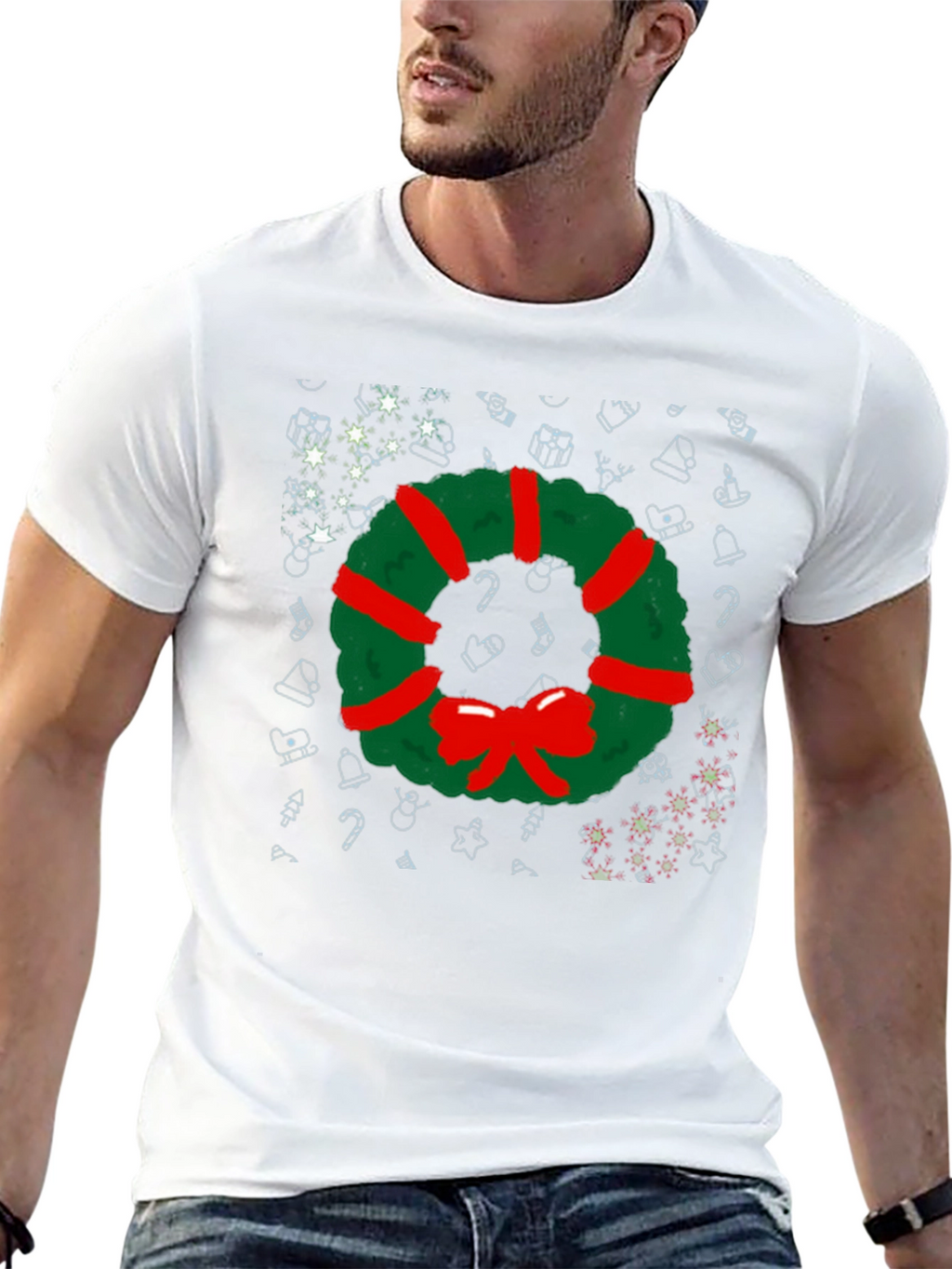 Festive Christmas Wreath Graphic Tee