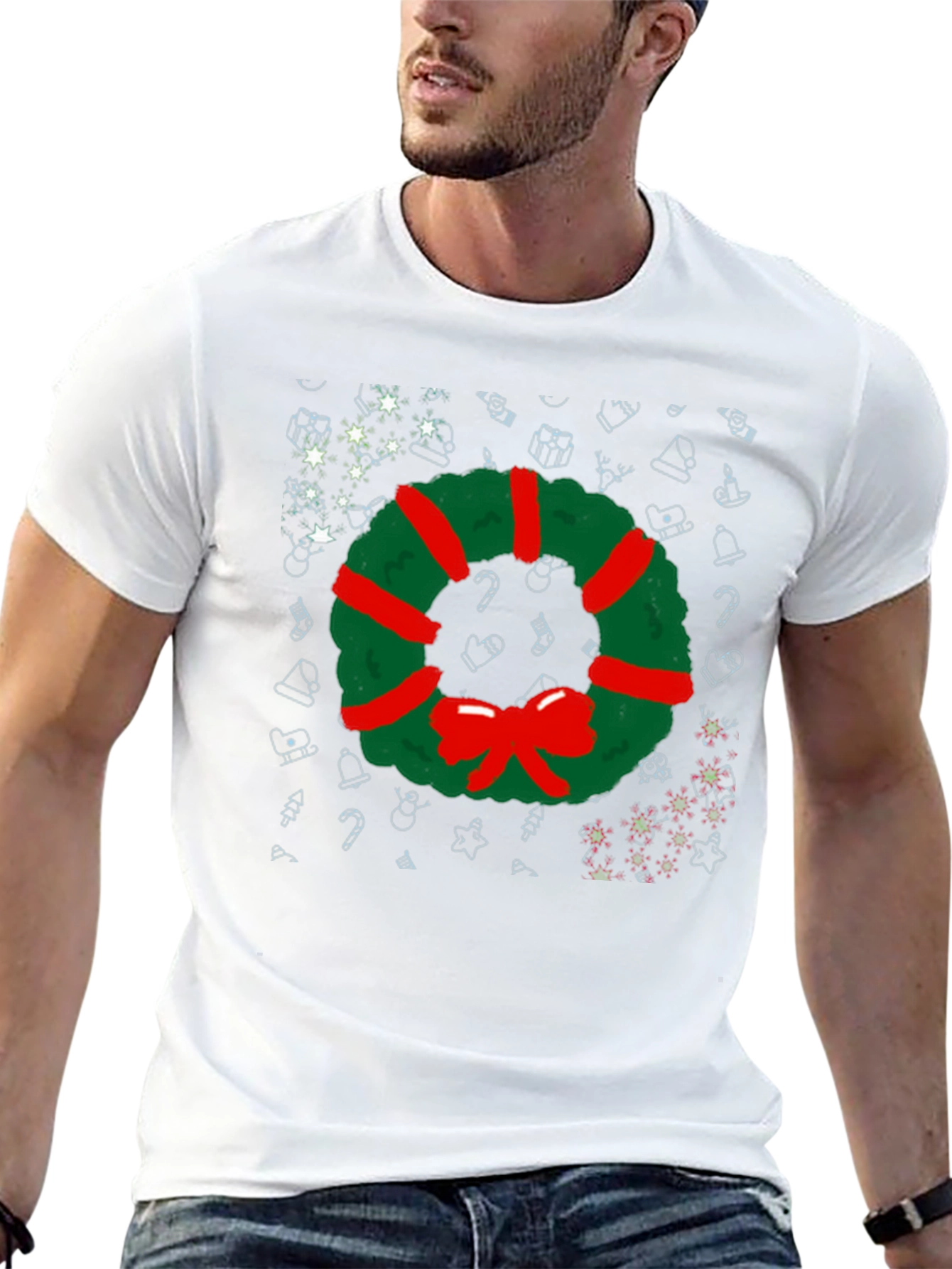 Festive Christmas Wreath Graphic Tee