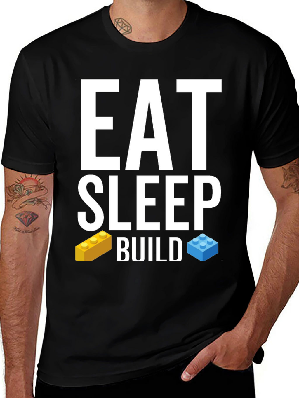 Eat Sleep Build T-Shirt LEGO Brick Fan Tee