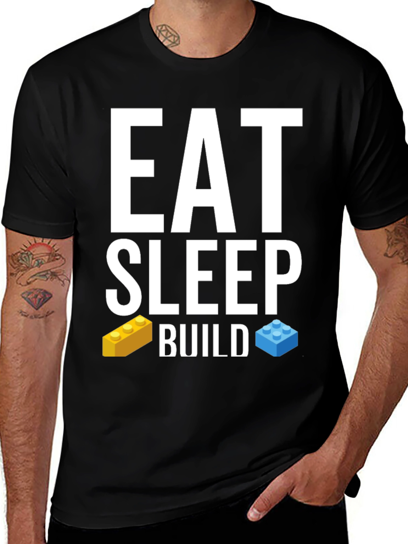 Eat Sleep Build T-Shirt LEGO Brick Fan Tee