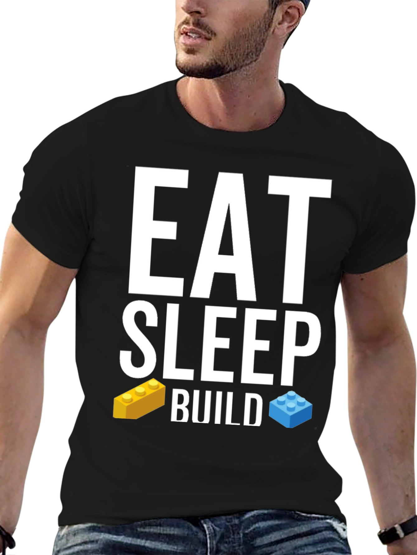 Eat Sleep Build T-Shirt LEGO Brick Fan Tee