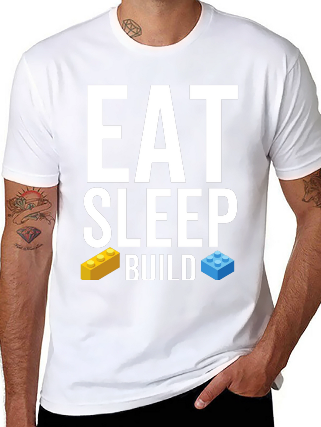 Eat Sleep Build T-Shirt LEGO Brick Fan Tee
