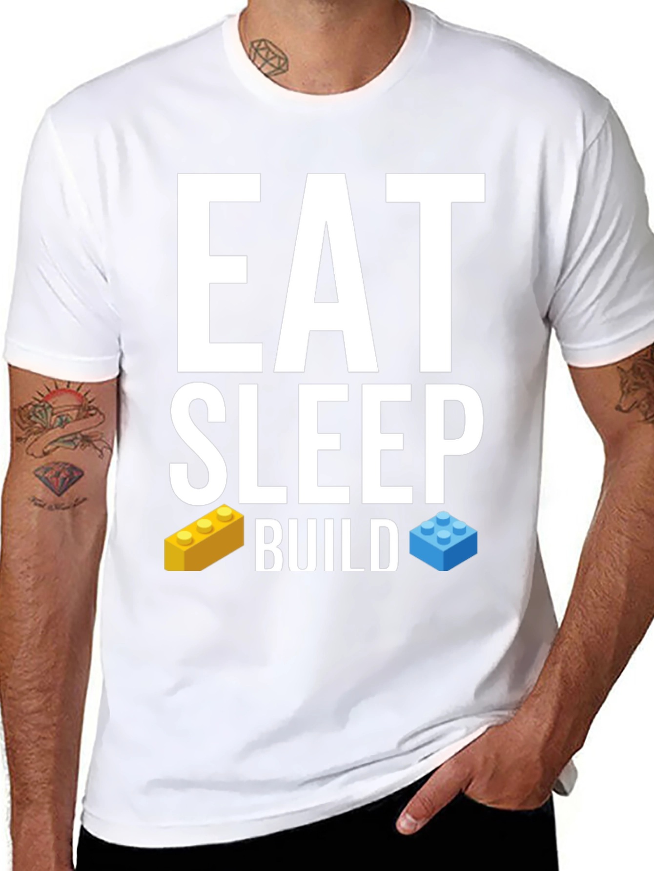 Eat Sleep Build T-Shirt LEGO Brick Fan Tee