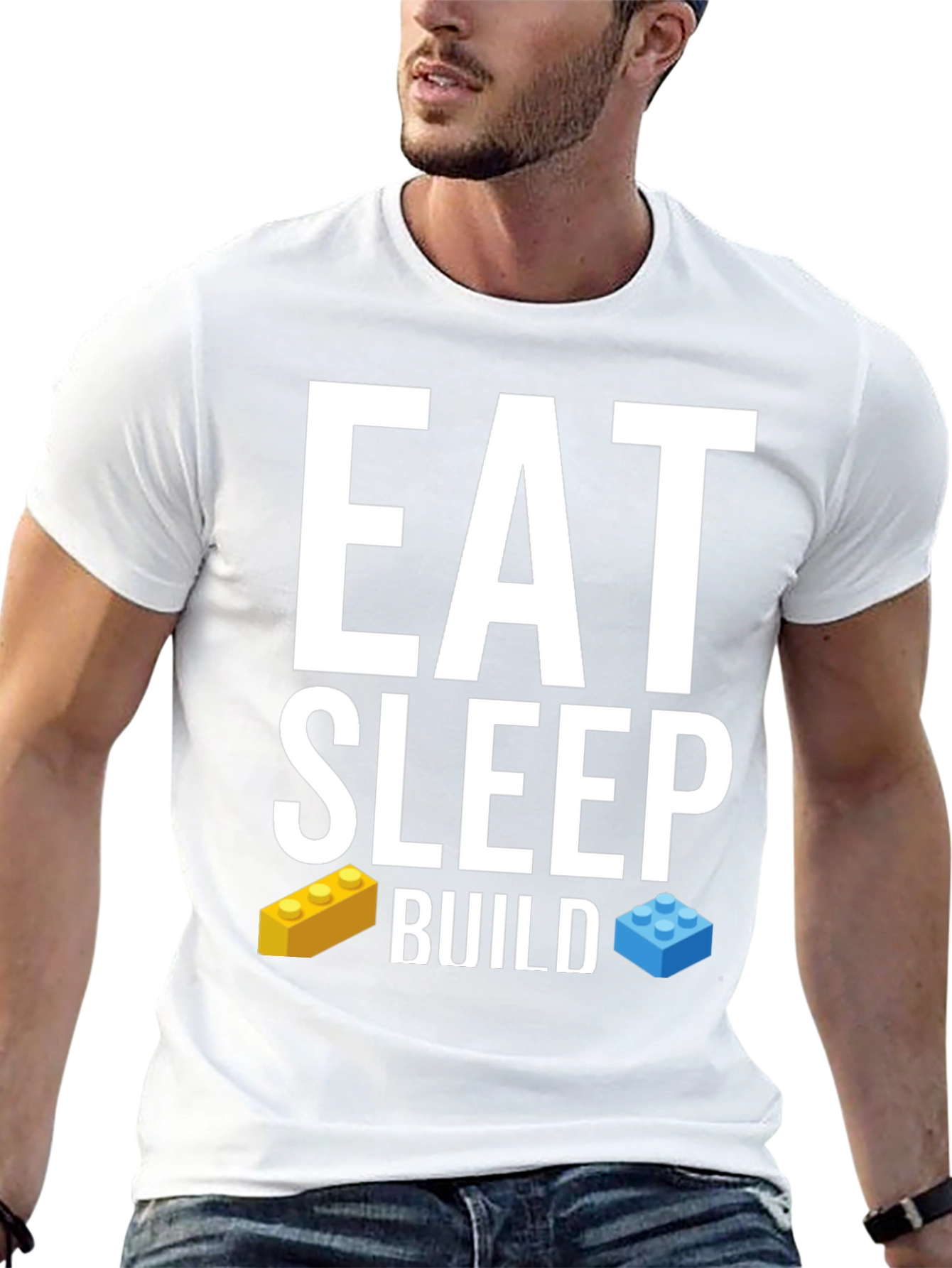 Eat Sleep Build T-Shirt LEGO Brick Fan Tee