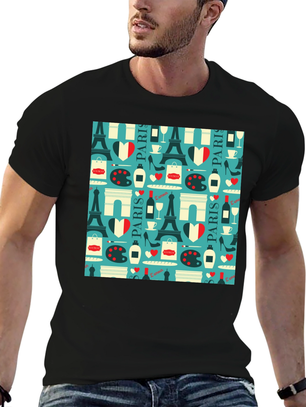 Parisian Print T-Shirt - Eiffel Tower Design