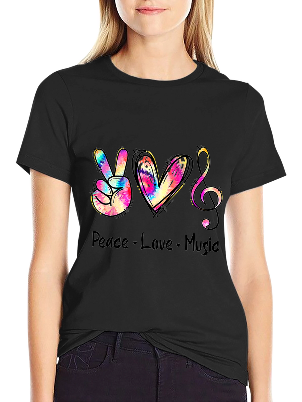 Peace Love Music Graphic T-Shirt