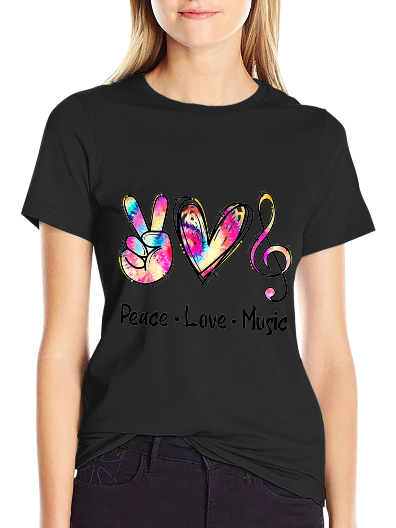 Peace Love Music Graphic T-Shirt