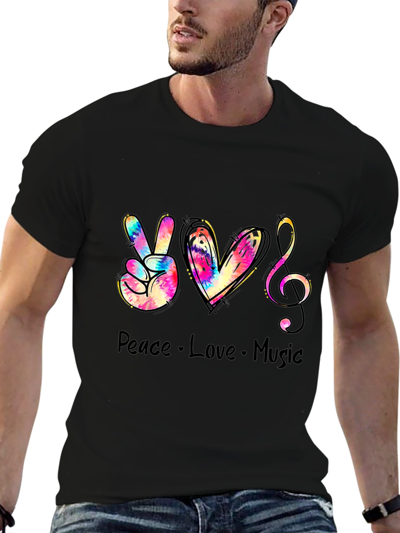 Peace Love Music Graphic T-Shirt