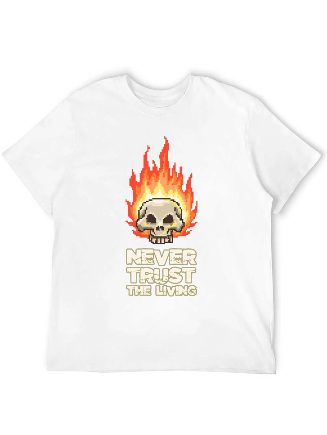 Pixel Art Skull T-Shirt - Never Trust the Living