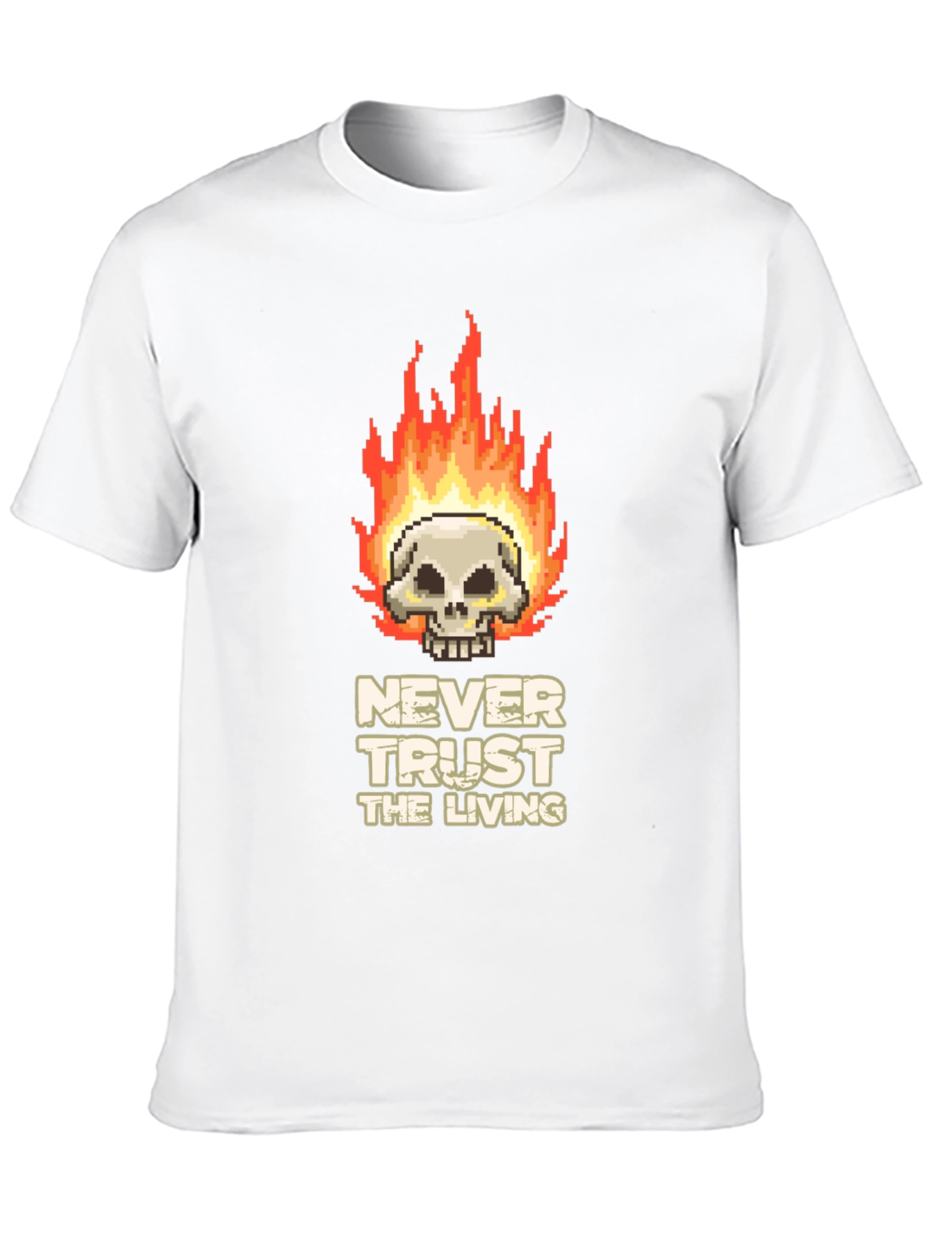 Pixel Art Skull T-Shirt - Never Trust the Living