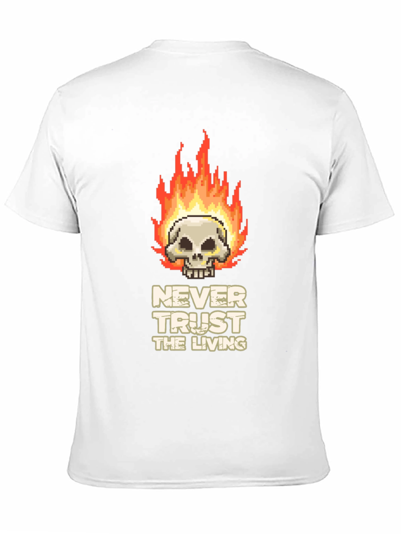 Pixel Art Skull T-Shirt - Never Trust the Living