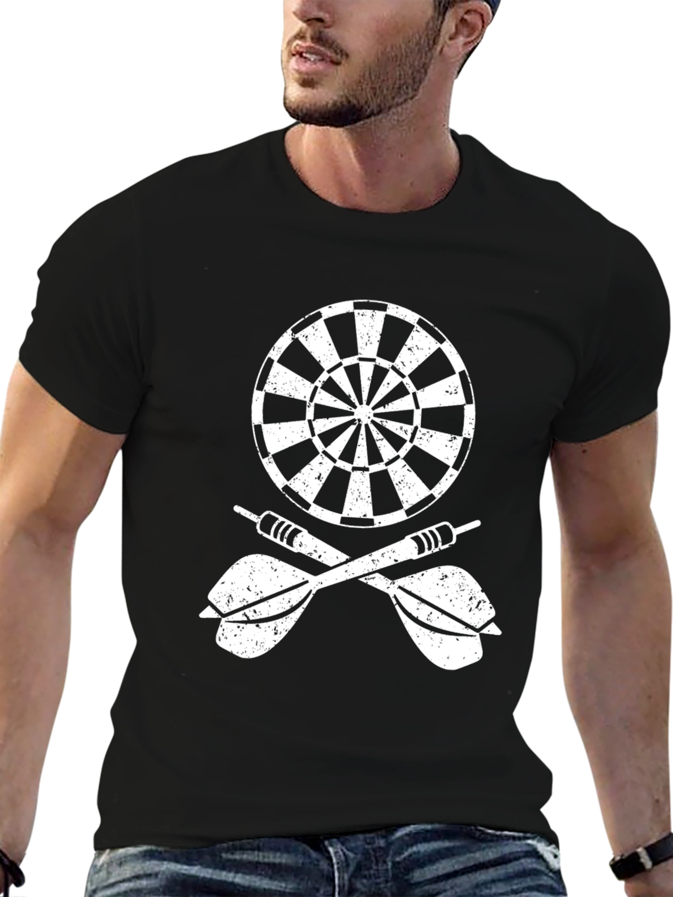 Darts & Dartboard Graphic Tee - Black