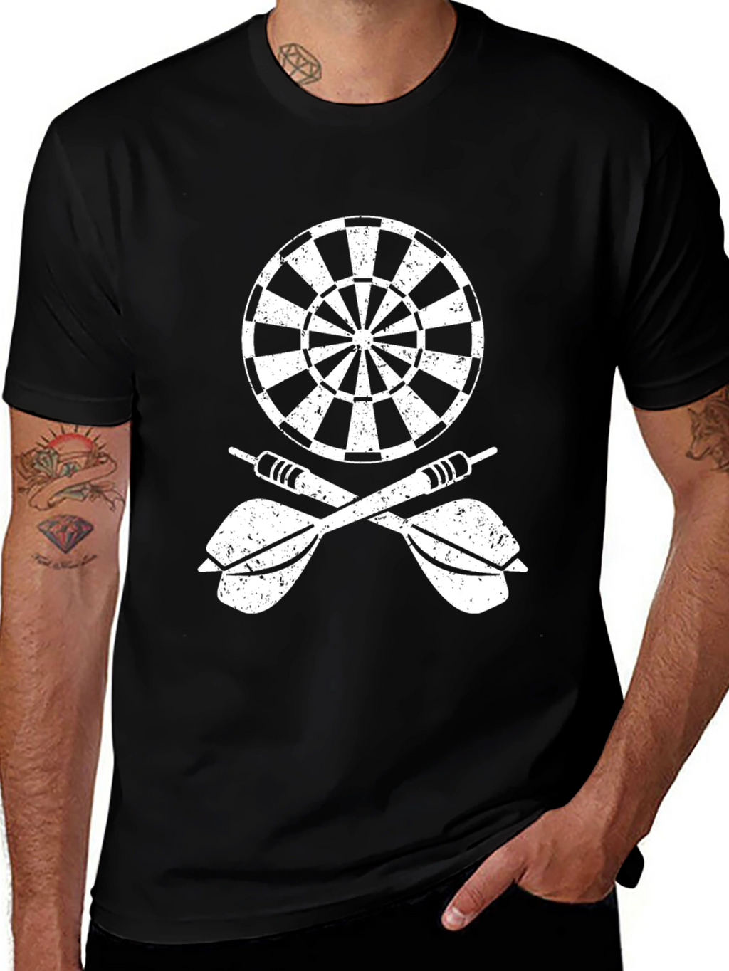 Darts & Dartboard Graphic Tee - Black