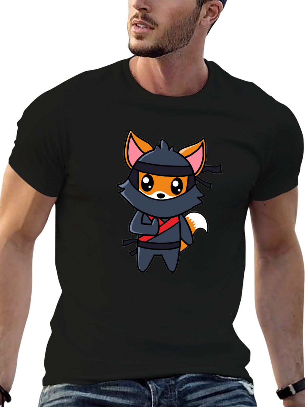 Ninja Fox Graphic T-Shirt - Fun Cartoon Tee
