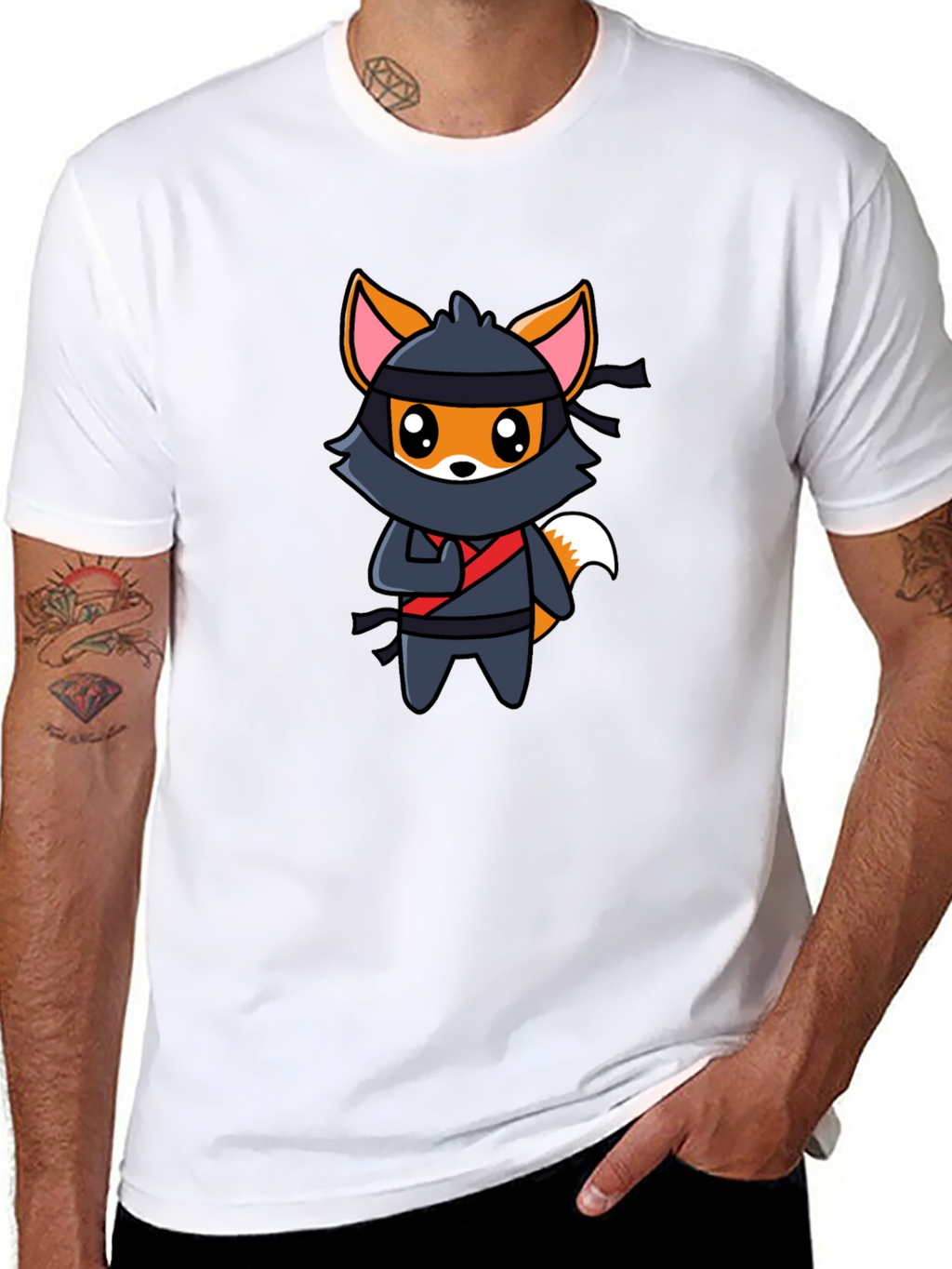 Ninja Fox Graphic T-Shirt - Fun Cartoon Tee
