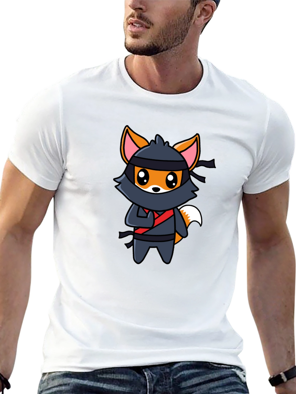 Ninja Fox Graphic T-Shirt - Fun Cartoon Tee