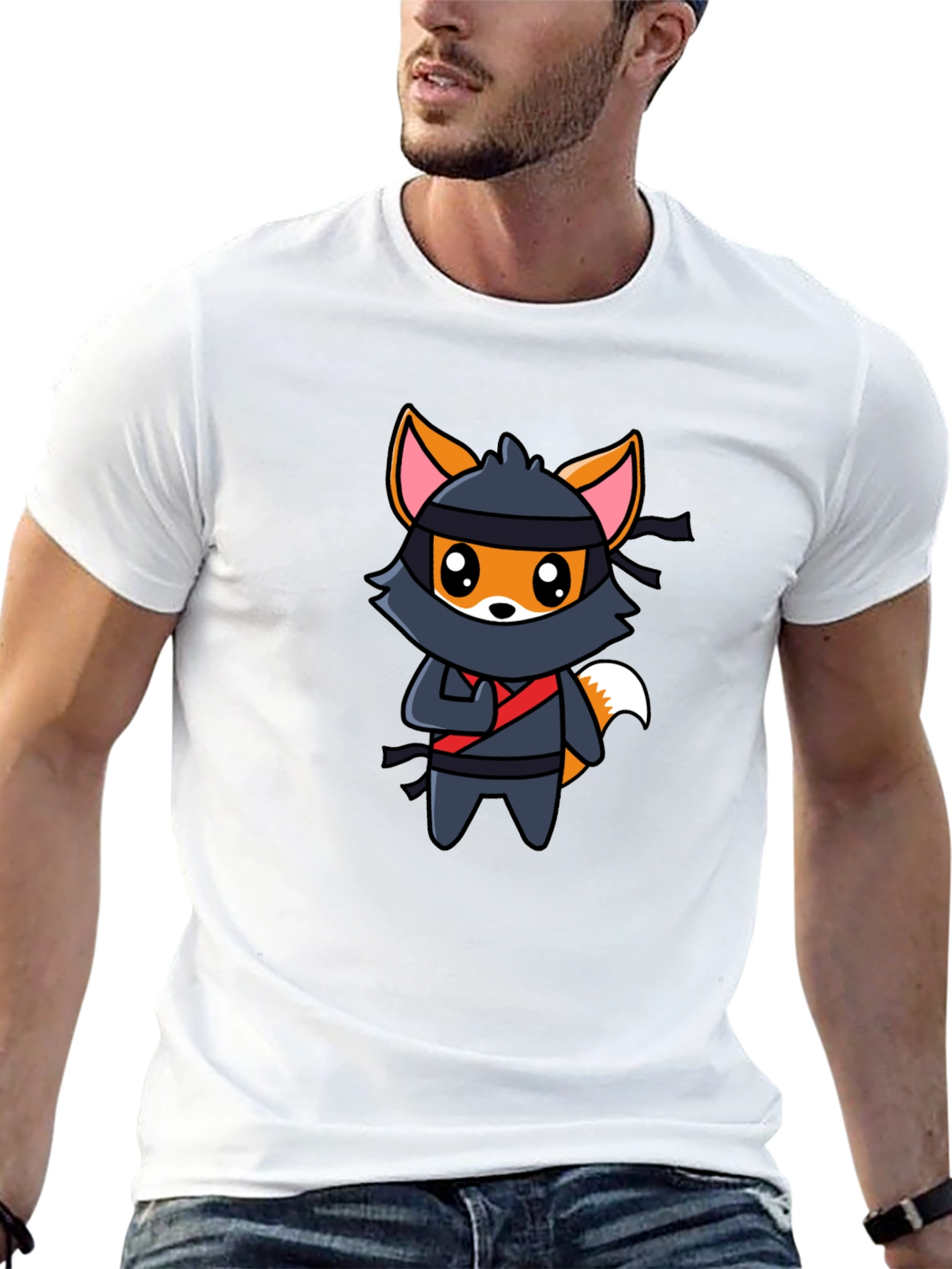 Ninja Fox Graphic T-Shirt - Fun Cartoon Tee