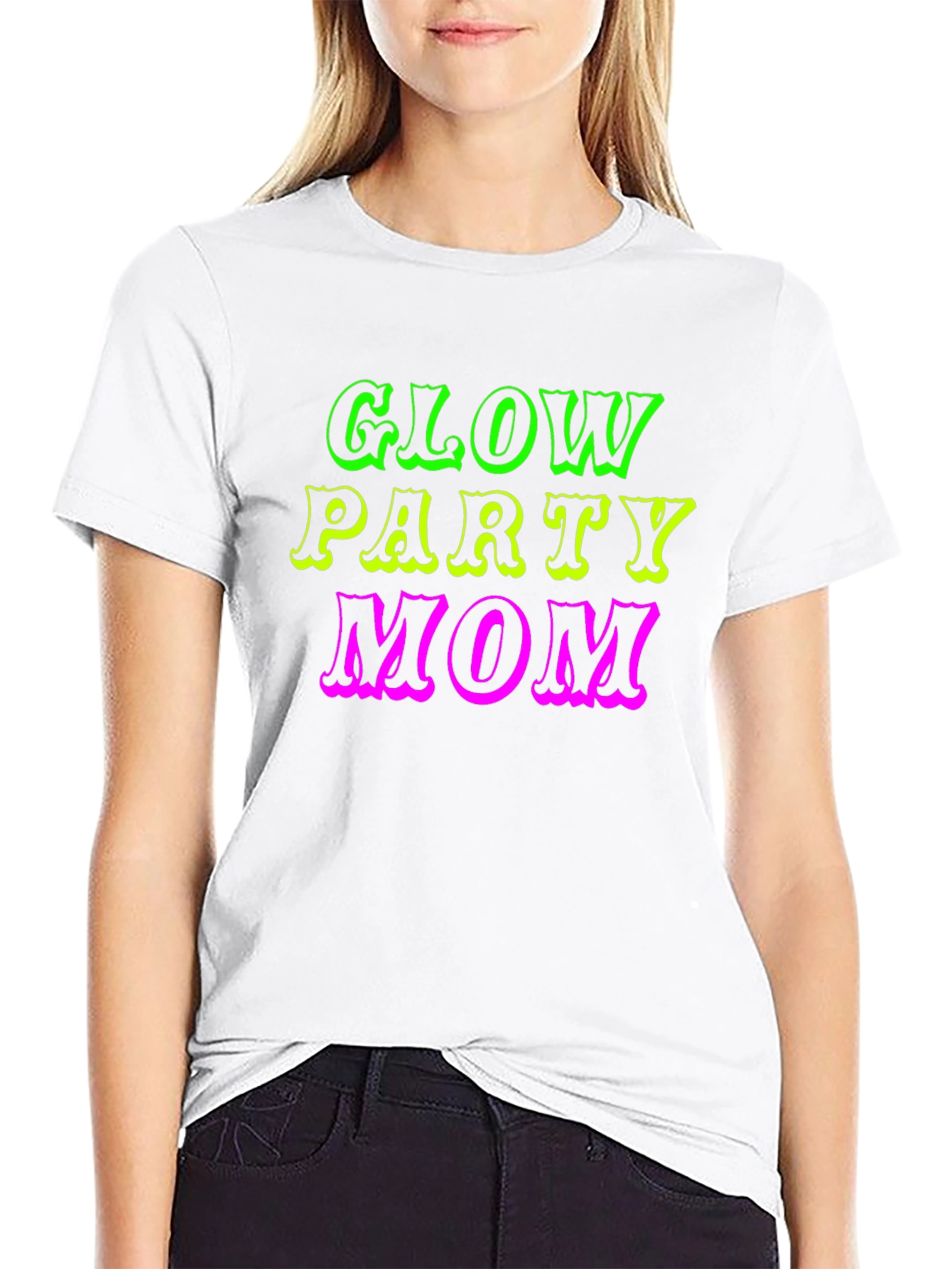 Glow Party Mom Black T-Shirt