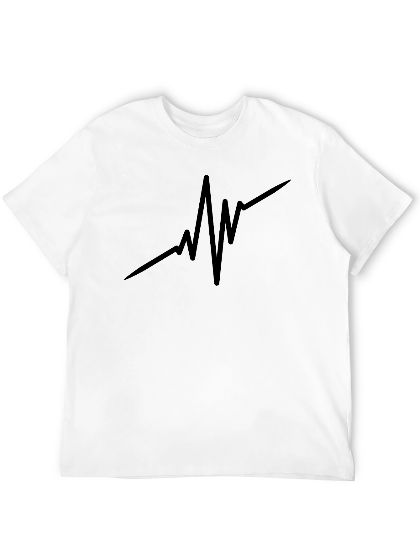 Mens Black T-Shirt - Heartbeat Design