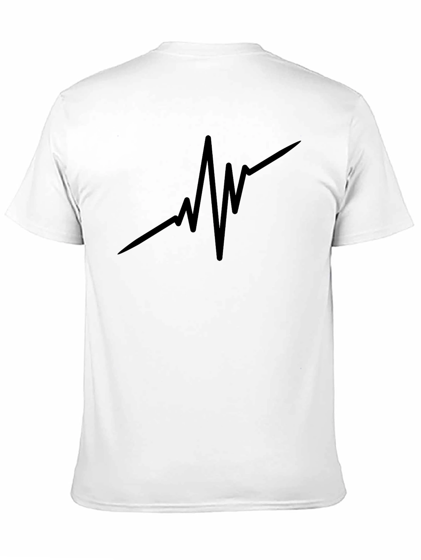 Mens Black T-Shirt - Heartbeat Design