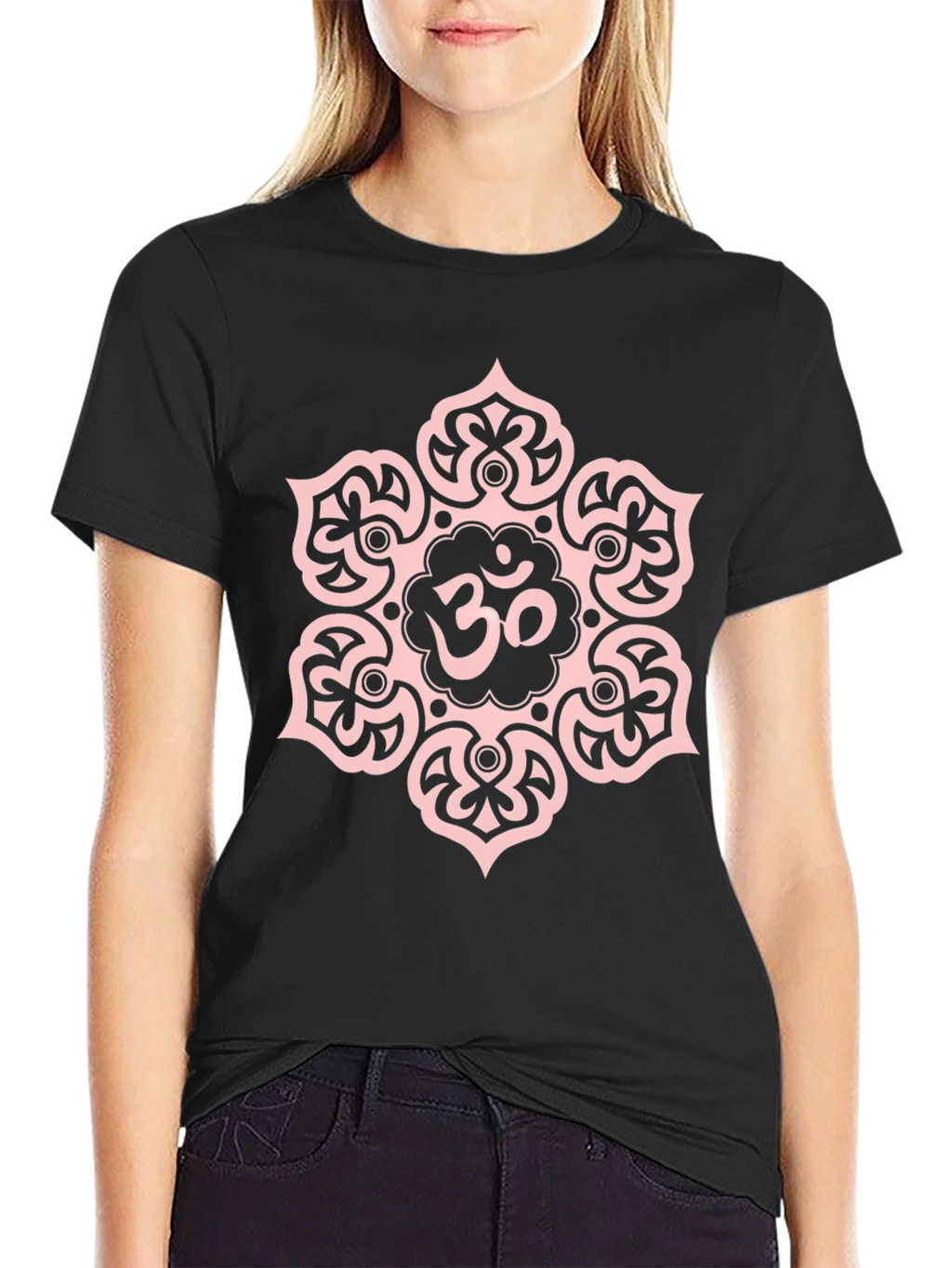Om Mandala Graphic Tee - Black Cotton Casual Shirt