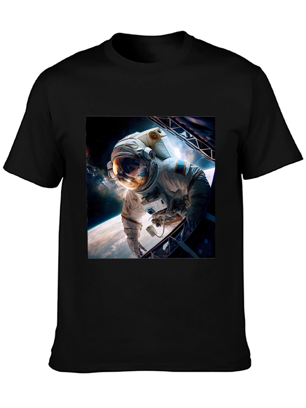 Astronaut in Space Graphic Black T-Shirt