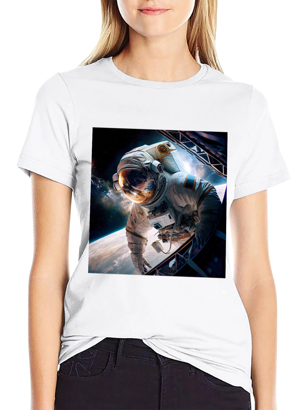 Astronaut in Space Graphic Black T-Shirt