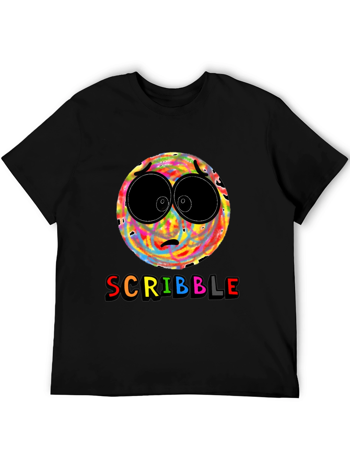 Scribble Face Graphic T-Shirt - Black