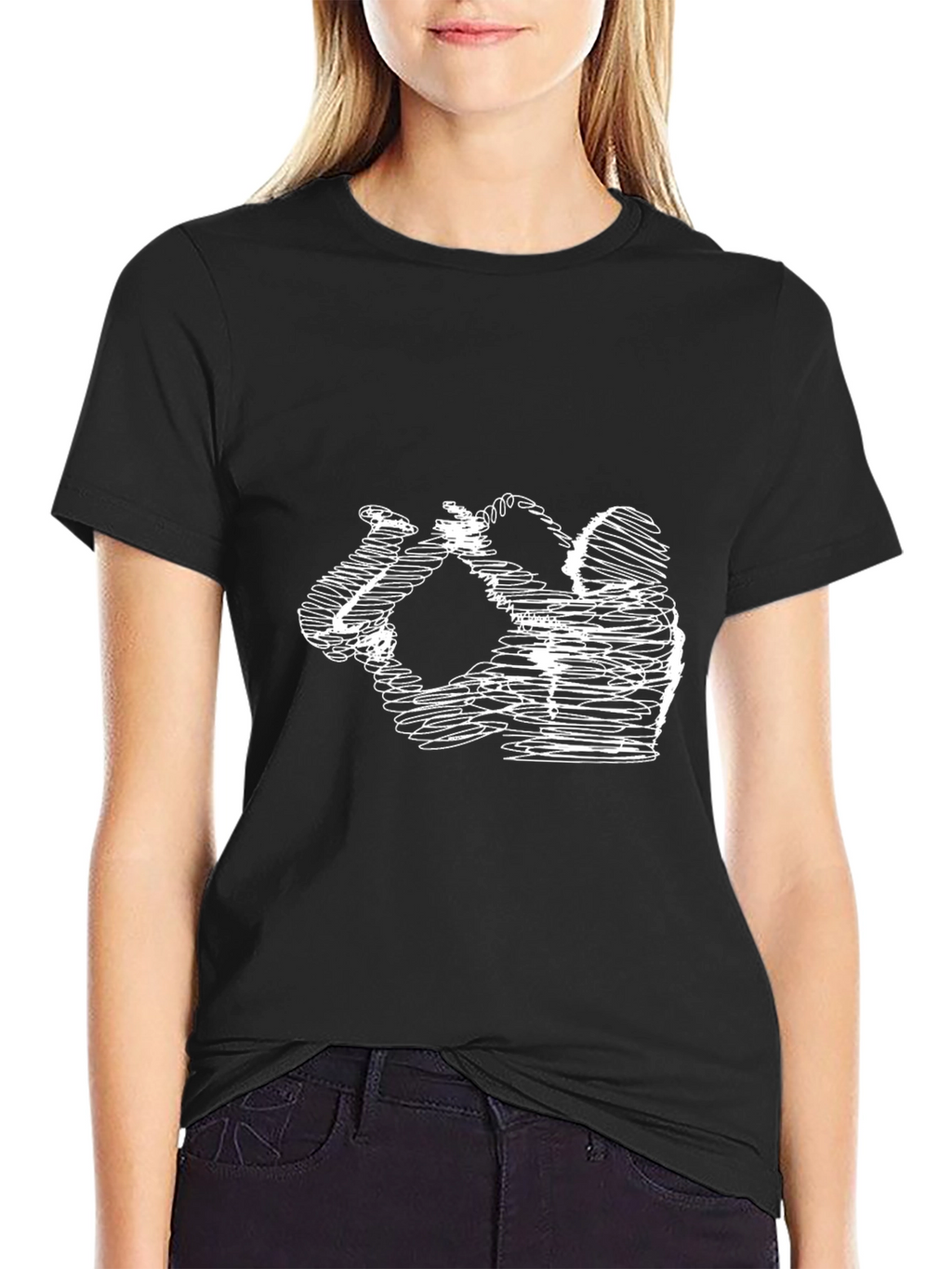 Saxophone Sketch Black T-Shirt - Cool Musician Tee