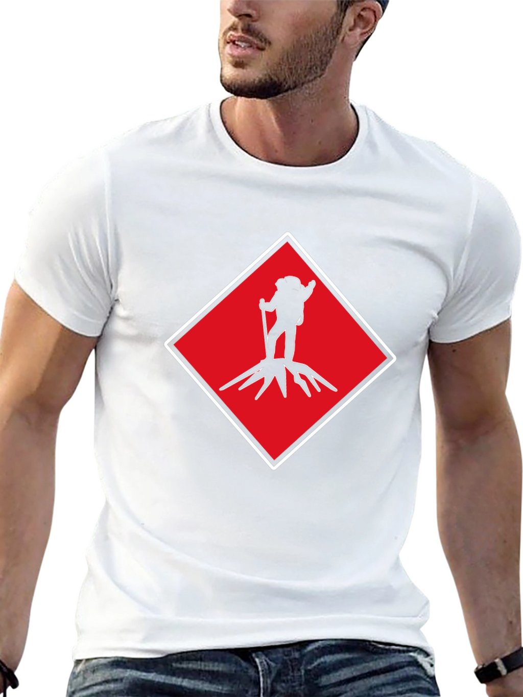 Hiking Silhouette Graphic Tee - Red Diamond Design