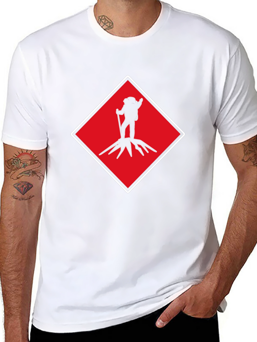 Hiking Silhouette Graphic Tee - Red Diamond Design