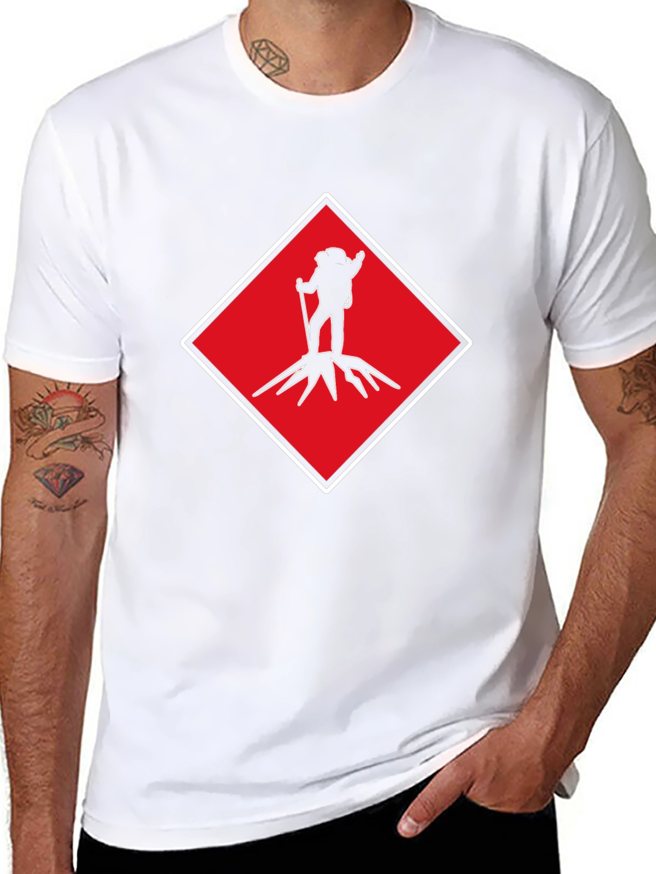 Hiking Silhouette Graphic Tee - Red Diamond Design