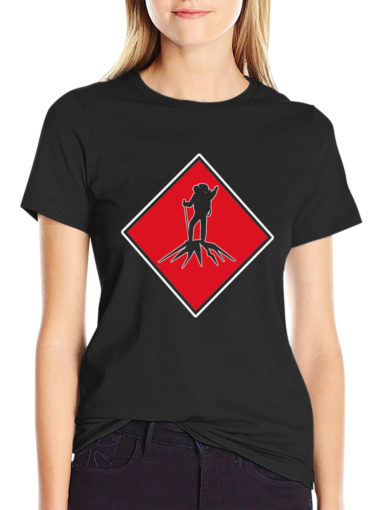 Hiking Silhouette Graphic Tee - Red Diamond Design