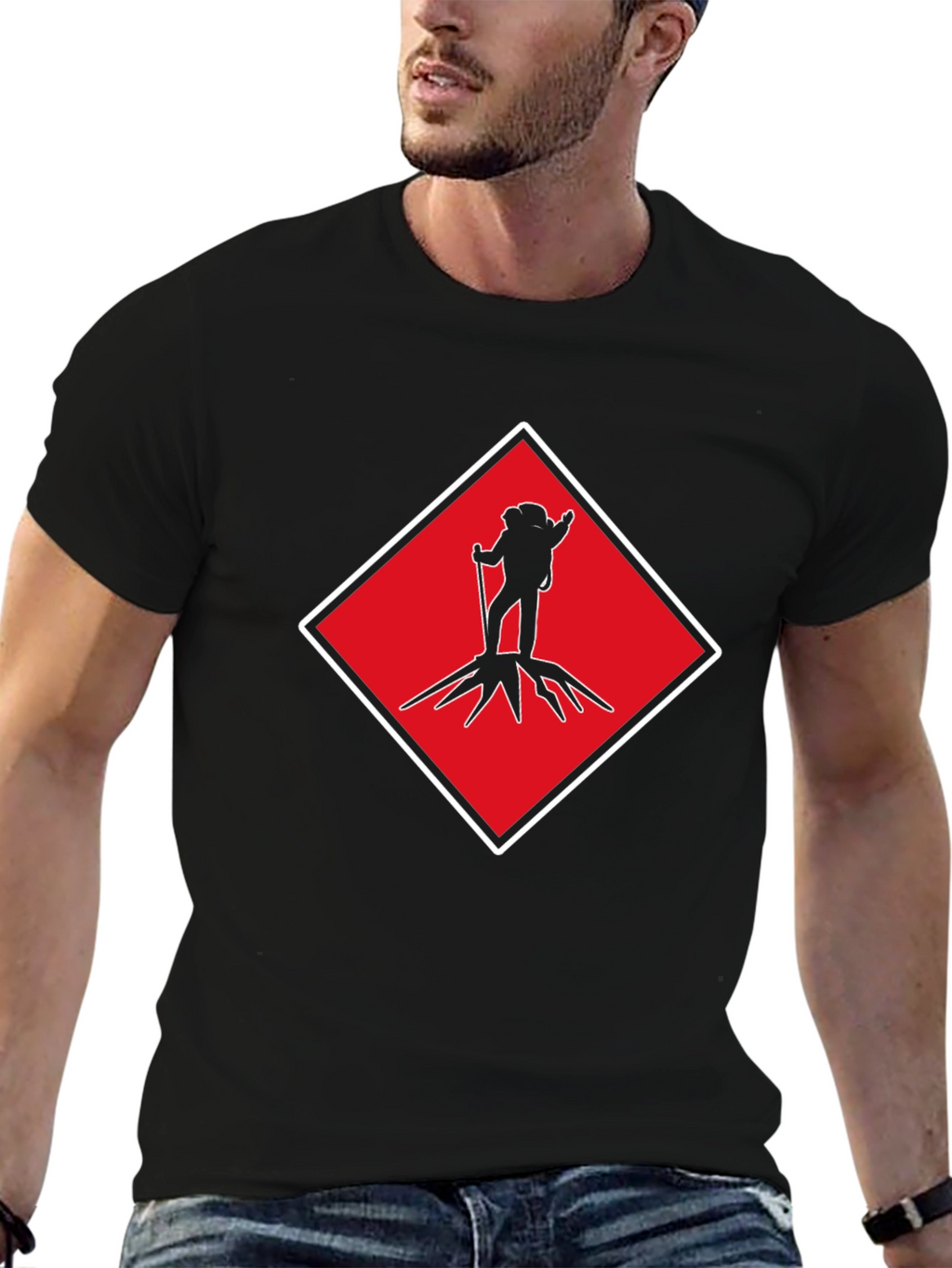 Hiking Silhouette Graphic Tee - Red Diamond Design