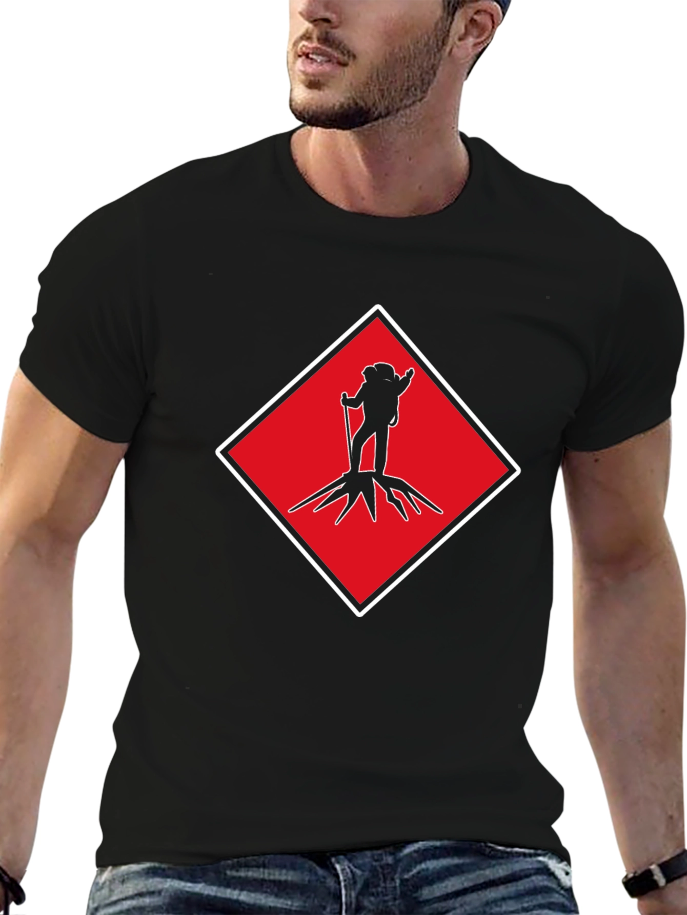 Hiking Silhouette Graphic Tee - Red Diamond Design