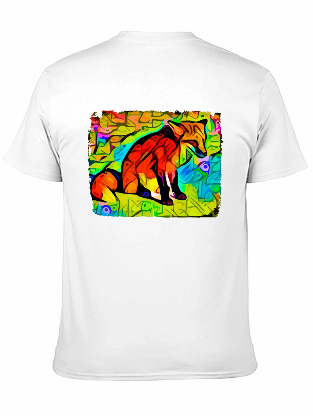 Abstract Fox Graphic Tee - Unique Black Cotton T-Shirt
