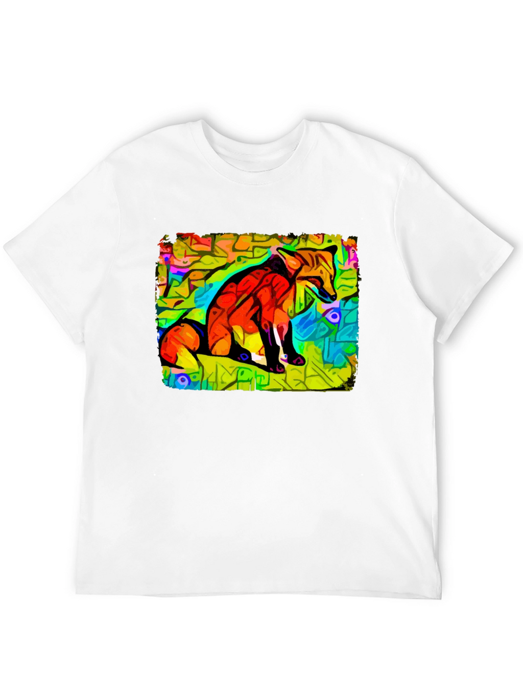Abstract Fox Graphic Tee - Unique Black Cotton T-Shirt