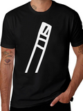 Mens Black Graphic Tee - White Ladder Design