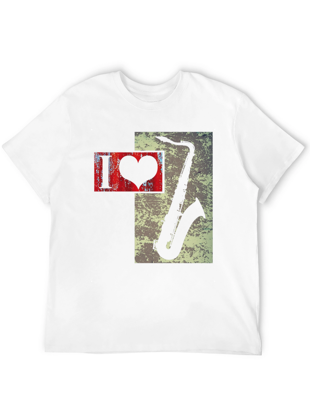 I Heart Saxophone Mens Black Graphic Tee