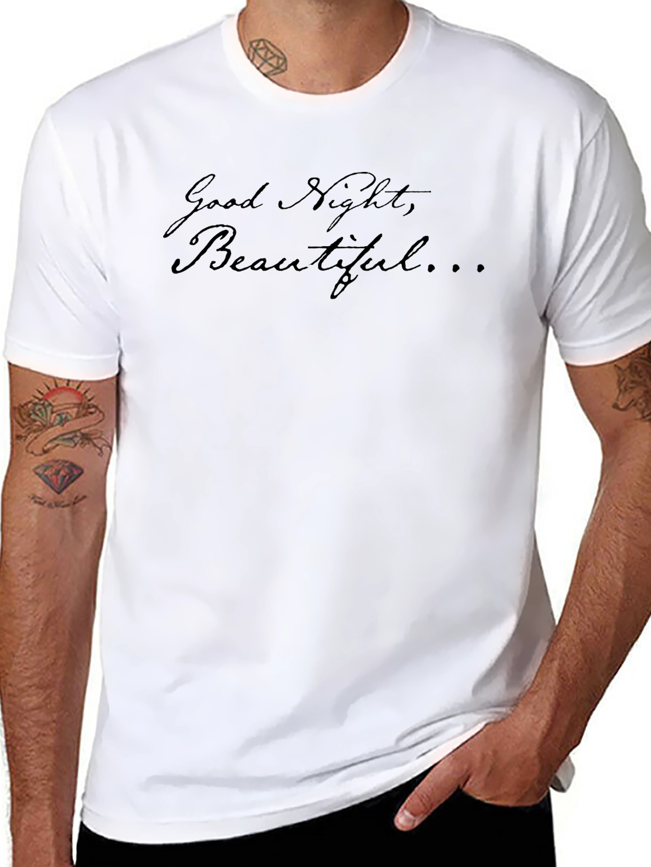 Good Night Beautiful Graphic Tee - Black