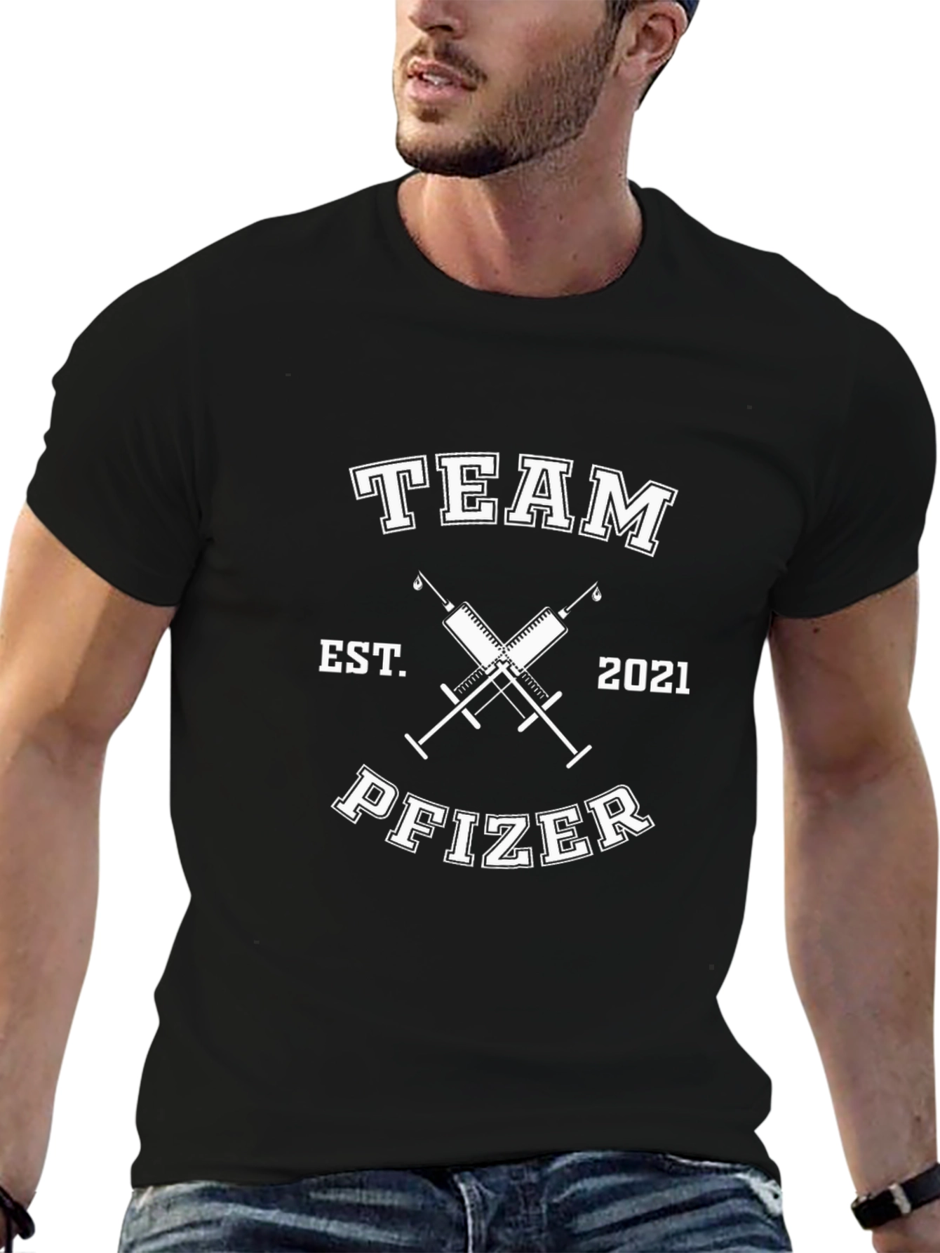 Team Pfizer Black T-Shirt - Vaccine Support