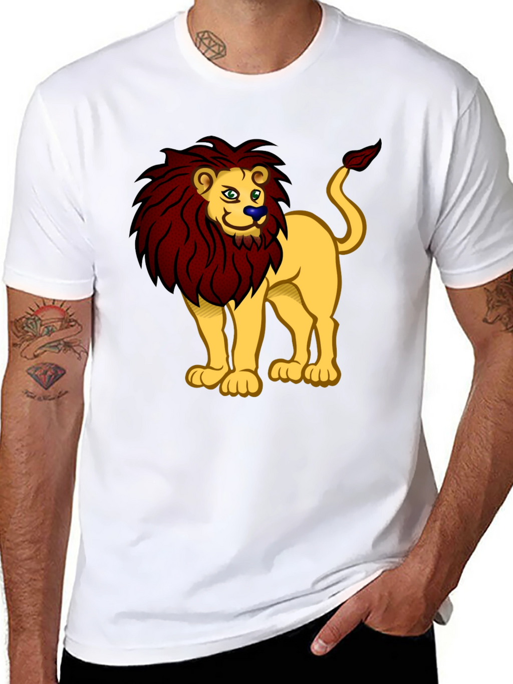 Lion Cartoon Graphic Tee - Cool Animal Design