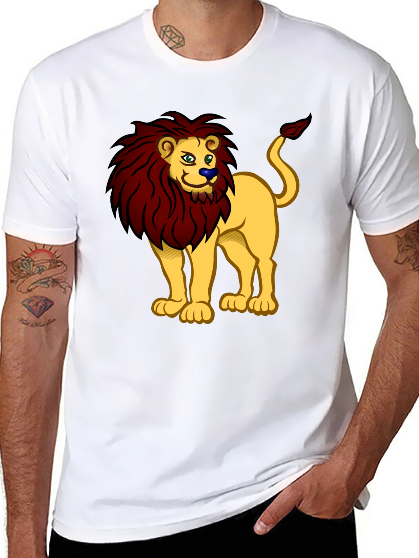 Lion Cartoon Graphic Tee - Cool Animal Design