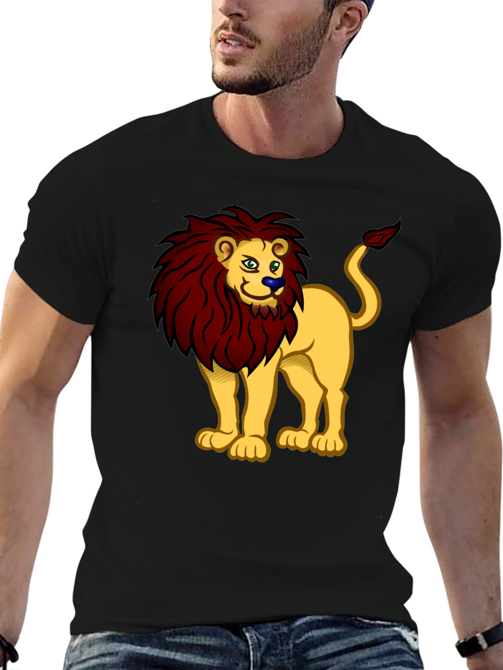 Lion Cartoon Graphic Tee - Cool Animal Design