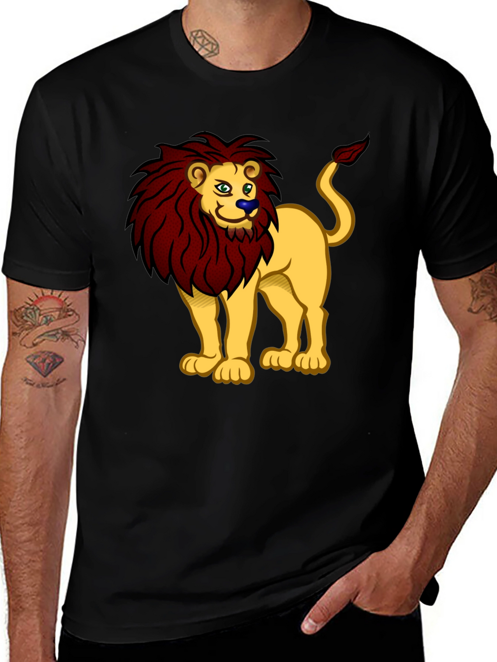 Lion Cartoon Graphic Tee - Cool Animal Design