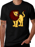 Lion Cartoon Graphic Tee - Cool Animal Design