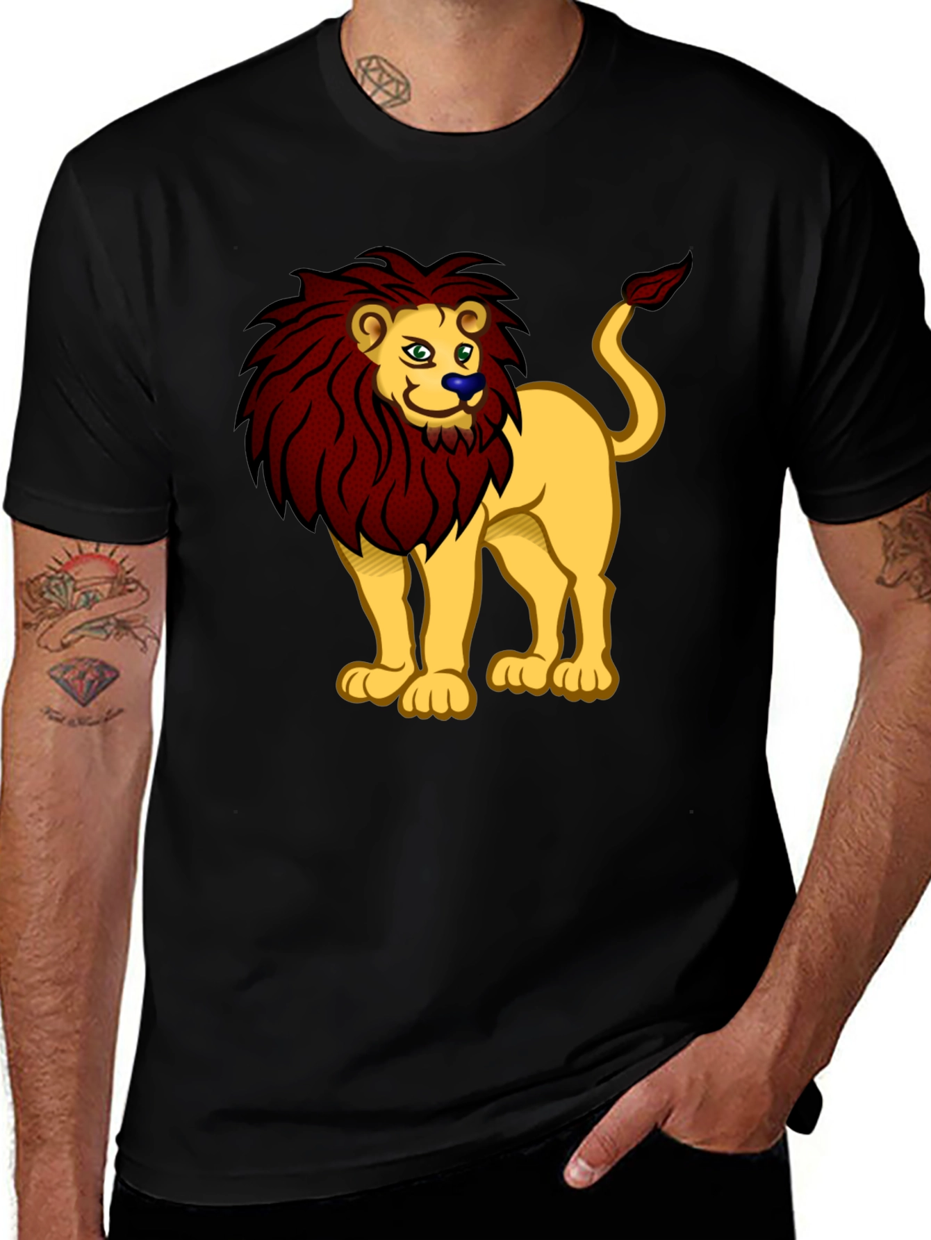Lion Cartoon Graphic Tee - Cool Animal Design